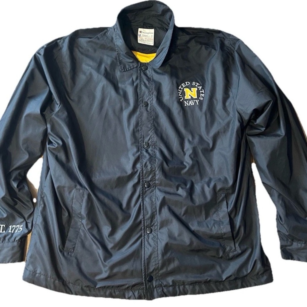 Champion Navy Windbreaker Jacket Button up Vintage